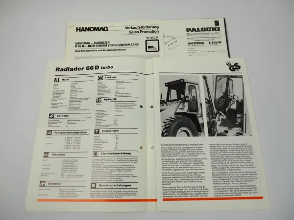 Prospekt Hanomag 66D turbo Radlader 1989
