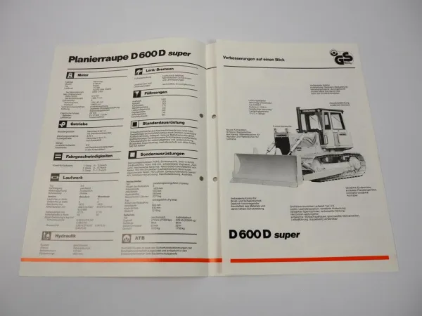 Prospekt Hanomag D600D super Planierraupe 1986