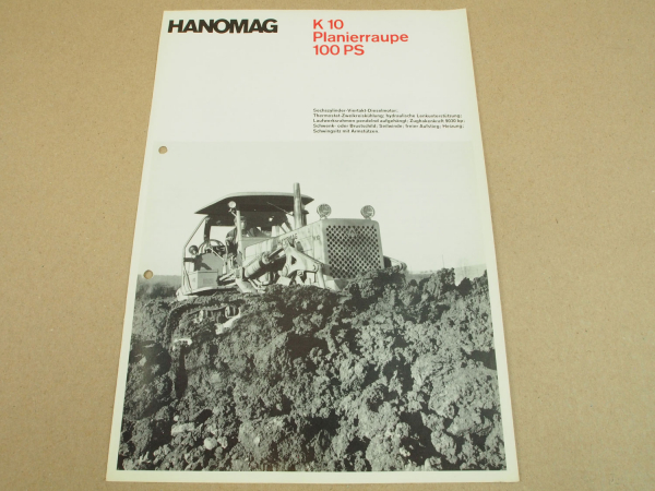 Prospekt Hanomag K10 Planierraupe mit 100 PS 6-Zylinder 1965