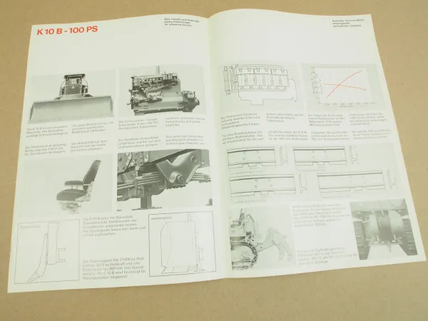 Prospekt Hanomag K10B Planierraupe mit 100 PS 6-Zylinder D961KE Motor 1967