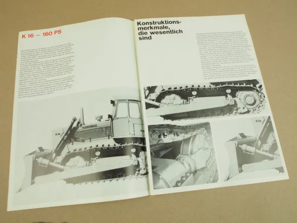 Prospekt Hanomag K16 Planierraupe mit 160 PS und 6-Zyl. D971K2 Motor 1968