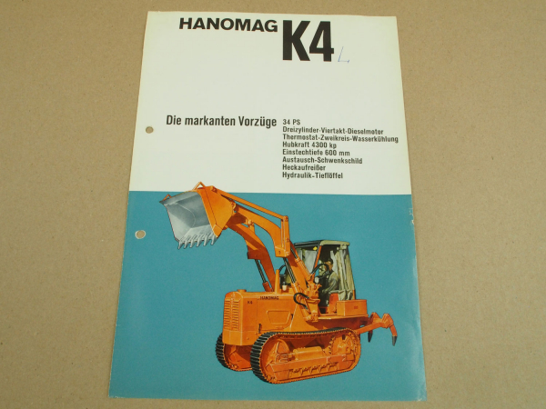 Prospekt Hanomag K4 K4L Planierraupe mit 34 PS 3-Zylinder 4/1964