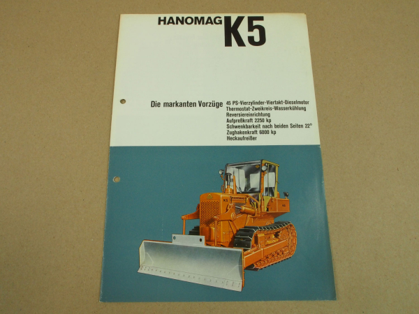 Prospekt Hanomag K5 EF Planierraupe mit 45 PS und 4-Zylinder Motor 1964