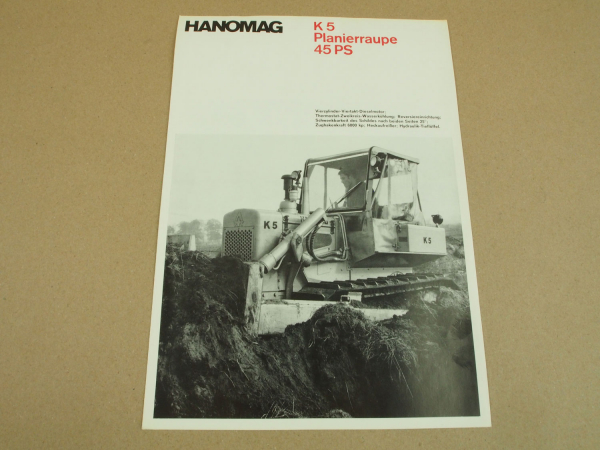 Prospekt Hanomag K5 Planierraupe mit 45 PS von 1966