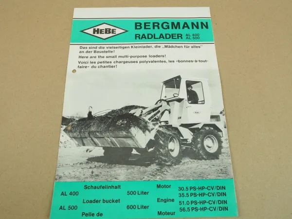Prospekt HeBe Bergmann AL400 AL500 Radlader