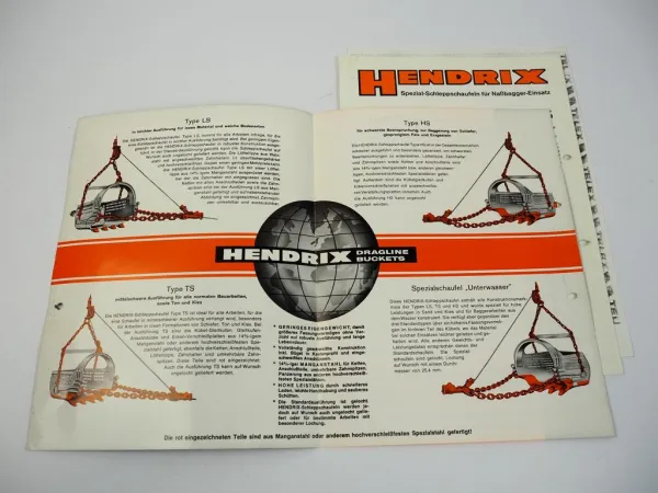Prospekt Hendrix LS TS HS MHS Schleppschaufeln ca. 1980er Jahre