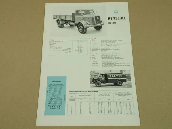 Prospekt Henschel & Sohn Kassel HS100 K AK Lastwagen von 3/1959