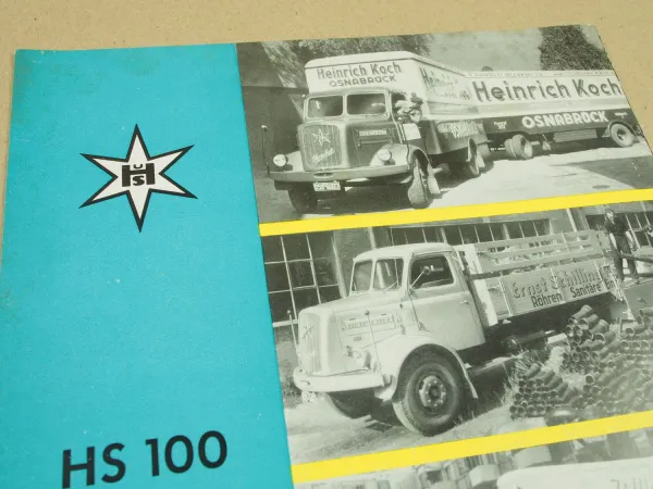Prospekt Henschel & Sohn Kassel HS100 Lastwagen von 1957