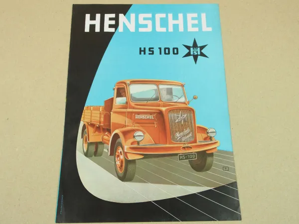 Prospekt Henschel & Sohn Kassel HS100 Lastwagen von 9/1957