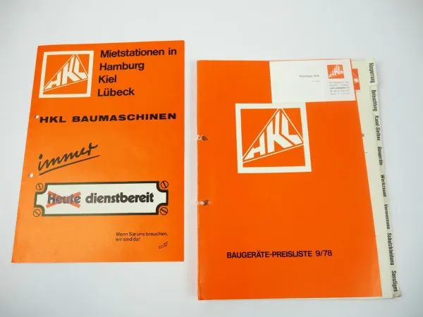 Prospekt HKL Baumaschinen + Baugeräte Preisliste 1978