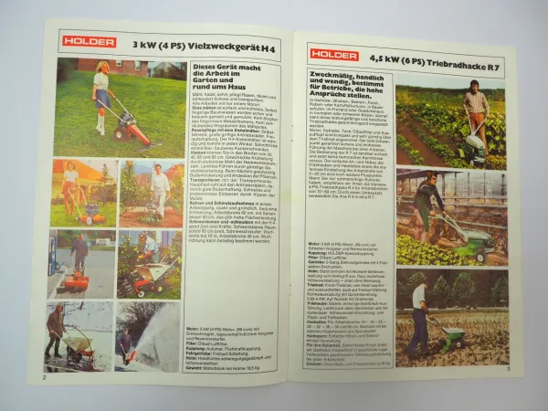 Prospekt Holder Motorgeräte H4 R7 M6 M7 H7 E6 E14 Mäher Einachsschlepper 1970er