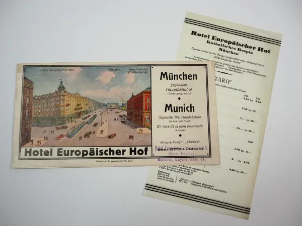 Prospekt Hotel Europäischer Hof München ca. 1930