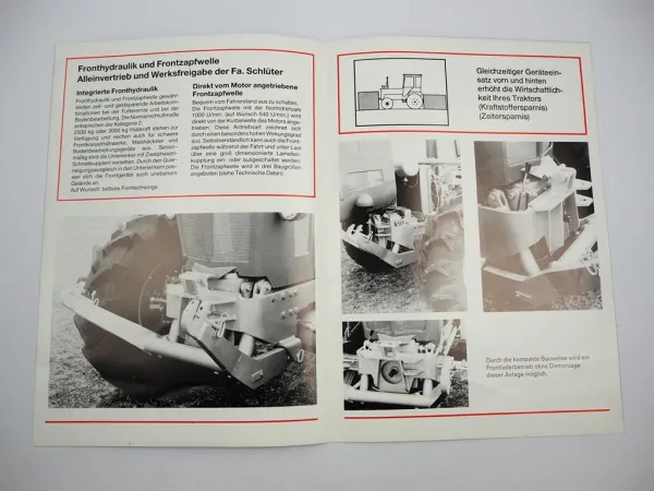 Prospekt Huber Hydro Compakt Fronthydraulik Frontzapfwelle für Schlüter Traktor