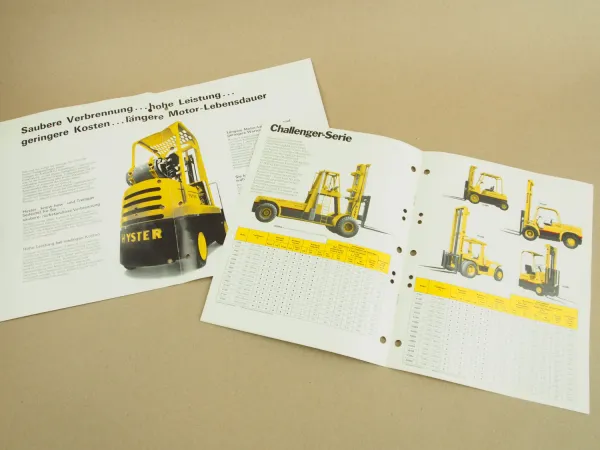 Prospekt Hyster Gabelstapler mit Treibgasanlage und Katalog 1971/73