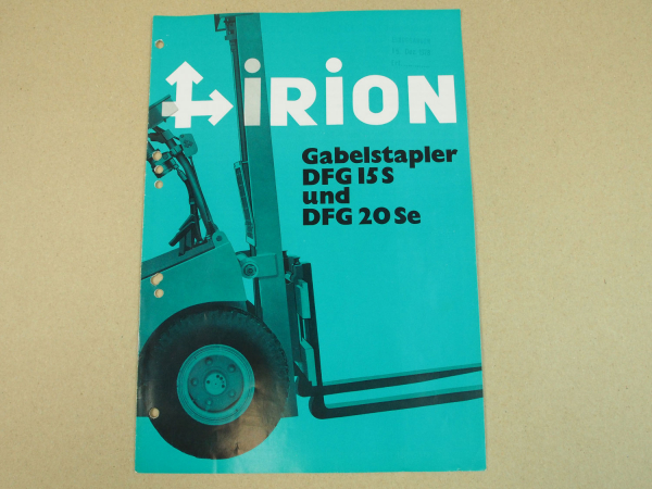 Prospekt Irion DFG15S DFG20Se Gabelstapler 1977