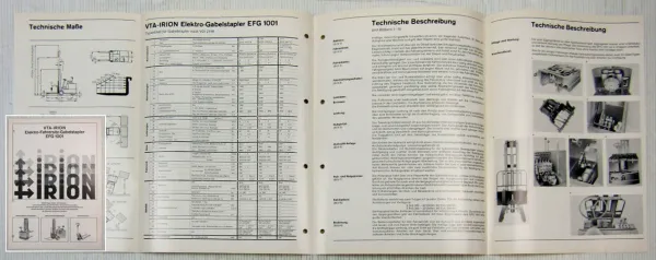 Prospekt Irion VTA-Irion Elektro-Fahrersitz-Gabelstapler EFG1001 Ausgabe 1970