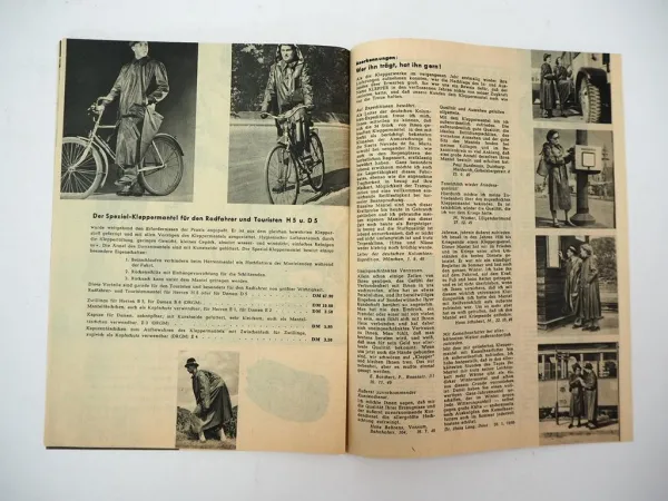 Prospekt Klepper Mantel Damen Herren Motorrad Schutzbekleidung Rosenheim 1950
