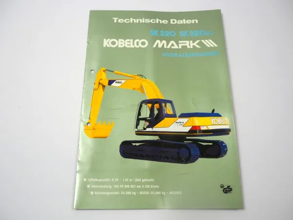 Prospekt Kobelco Mark III SK 220 220LC Raupenbagger 1990er Jahre