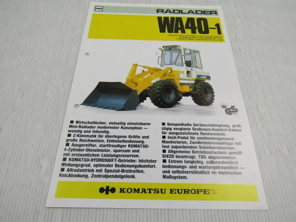 Prospekt Komatsu WA40-1 Mini Radlader 42 PS 1984