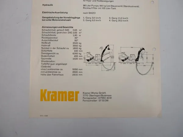 Prospekt Kramer Allrad 515 Baggerlader 1969