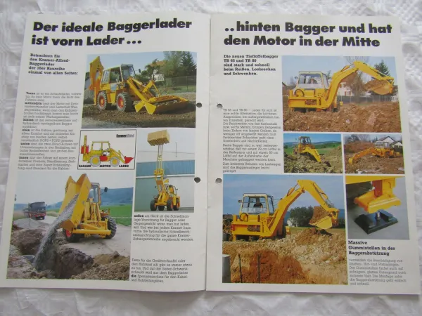 Prospekt Kramer Allrad 516 Baggerlader von 1983 mit technischen Daten