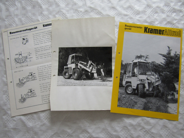 Prospekt Kramer Allrad Baumversetzgerät von 9/90 mit Foto und Beschreibung