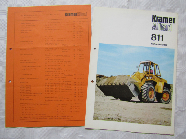 Prospekt Kramer Allrad Schaufellader 811 von 1977 und Einkaufspreise ab 3/1978