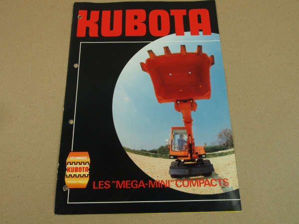 Prospekt kubota KH 5 KH8-2 14-2 16W 28 RW30 Mega-Mini Compacts 70er Jahre