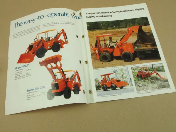 Prospekt kubota RW25 RW25S wheel loader with/without Backhoe von ca 1980