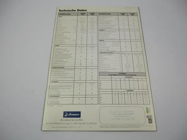 Prospekt Lamborghini Victory 230 260 Schlepper mit 230/260 PS 1999