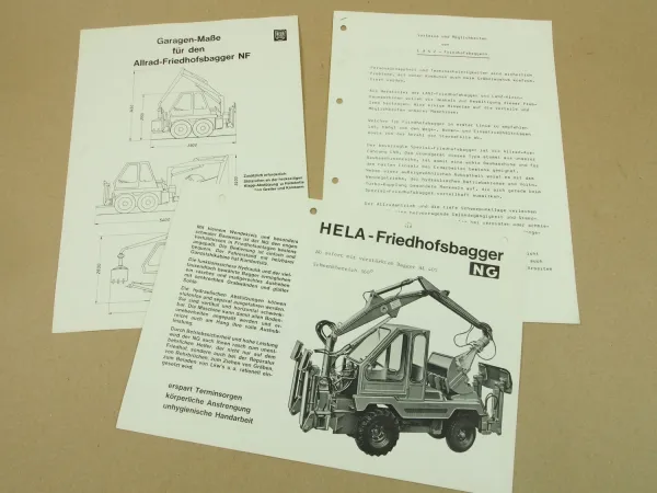 Prospekt Lanz Hela NG NF Friedhofsbagger mit AL405 + Datenblatt + Vorteile 70er