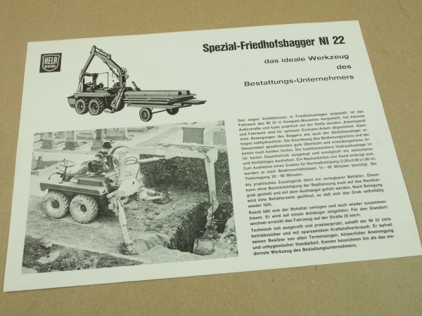 Prospekt Lanz Hela NI22 Spezial Friedhofsbagger 22 PS MWM Motor