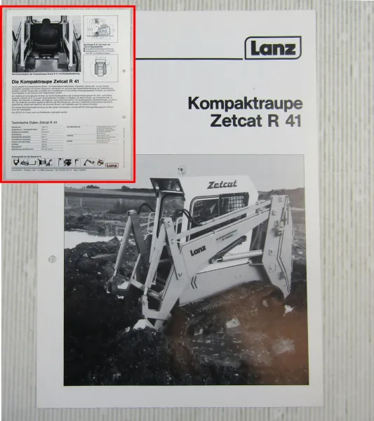 Prospekt Lanz Zetcat R41 Kompaktraupe Technische Daten 1984