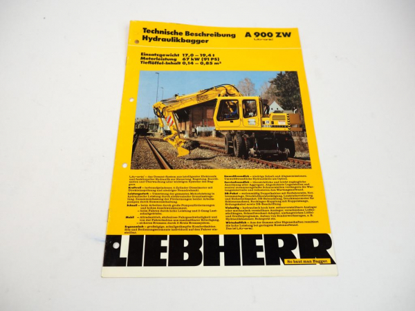 Prospekt Liebherr A 900 ZW Litronic Hydraulikbagger Technische Beschreibung 1995