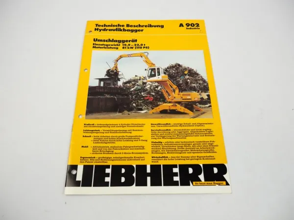Prospekt Liebherr A 902 Industrie Technische Beschreibung 1996