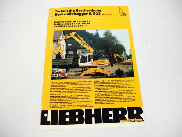 Prospekt Liebherr A 902 Litronic Hydraulikbagger Technische Beschreibung 1990
