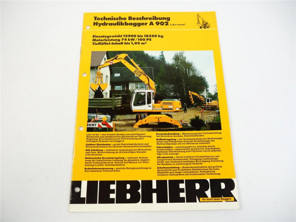 Prospekt Liebherr A 902 Litronic Hydraulikbagger Technische Beschreibung 1993