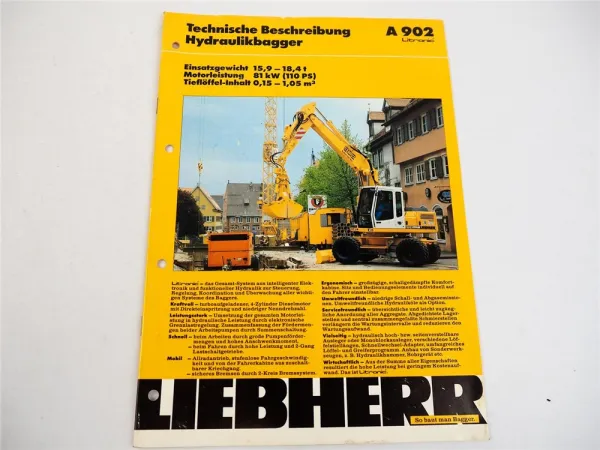 Prospekt Liebherr A 902 Litronic Hydraulikbagger Technische Beschreibung 1995