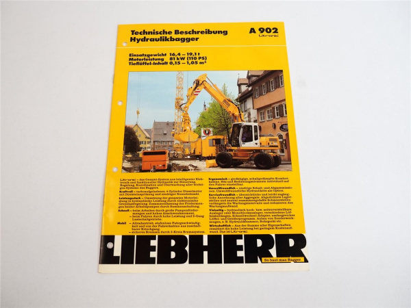 Prospekt Liebherr A 902 Litronic Hydraulikbagger Technische Beschreibung 1995