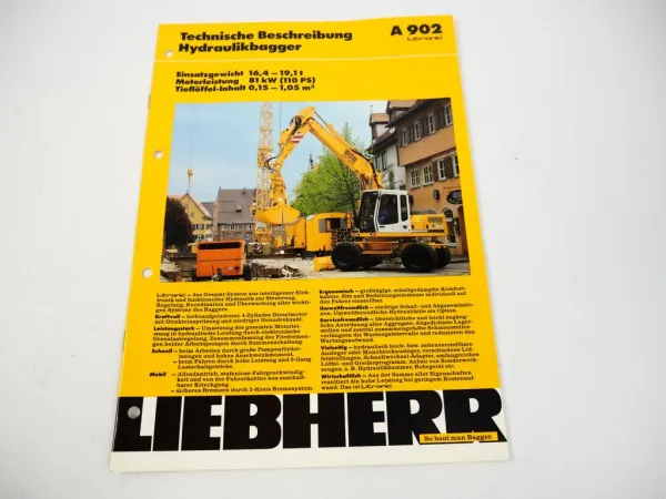Prospekt Liebherr A 902 Litronic Hydraulikbagger Technische Information 1996