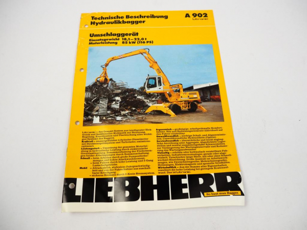 Prospekt Liebherr A 902 Litronic Umschlaggerät Technische Information 1991