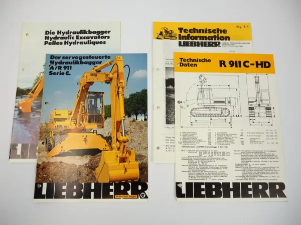 Prospekt Liebherr A R 911 C Hydraulikbagger + Technische Daten 1976/77