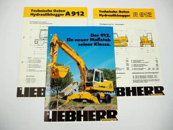 Prospekt Liebherr A R 912 Hydraulikbagger + Technische Daten 1981/85