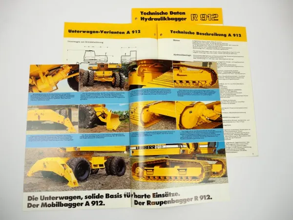 Prospekt Liebherr A R 912 Hydraulikbagger + Technische Daten 1981/85