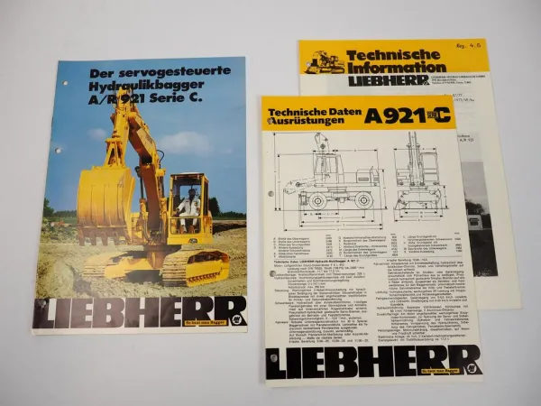 Prospekt Liebherr A R 921 Serie C Hydraulikbagger + Technische Daten 1977/78