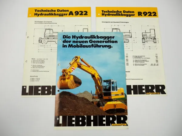 Prospekt Liebherr A R 922 Hydraulikbagger + Technische Daten 1981