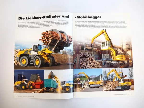Prospekt Liebherr A904 - A954 Baumaschinen Übersicht Holzumschlag 2009