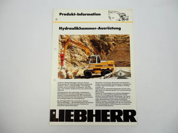 Prospekt Liebherr Hydraulikbagger Hydraulikhammer Produkt-Information 1989