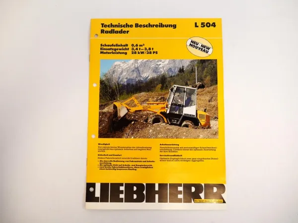 Prospekt Liebherr L504 Radlader Technische Beschreibung 1994 Label