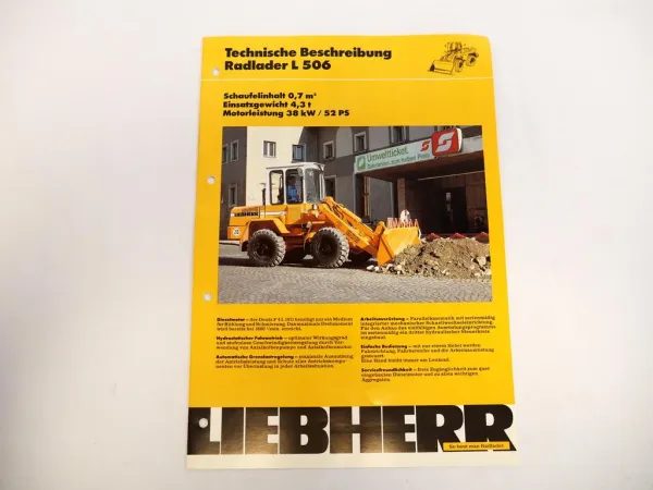 Prospekt Liebherr L506 Radlader Technische Beschreibung 1990 Label